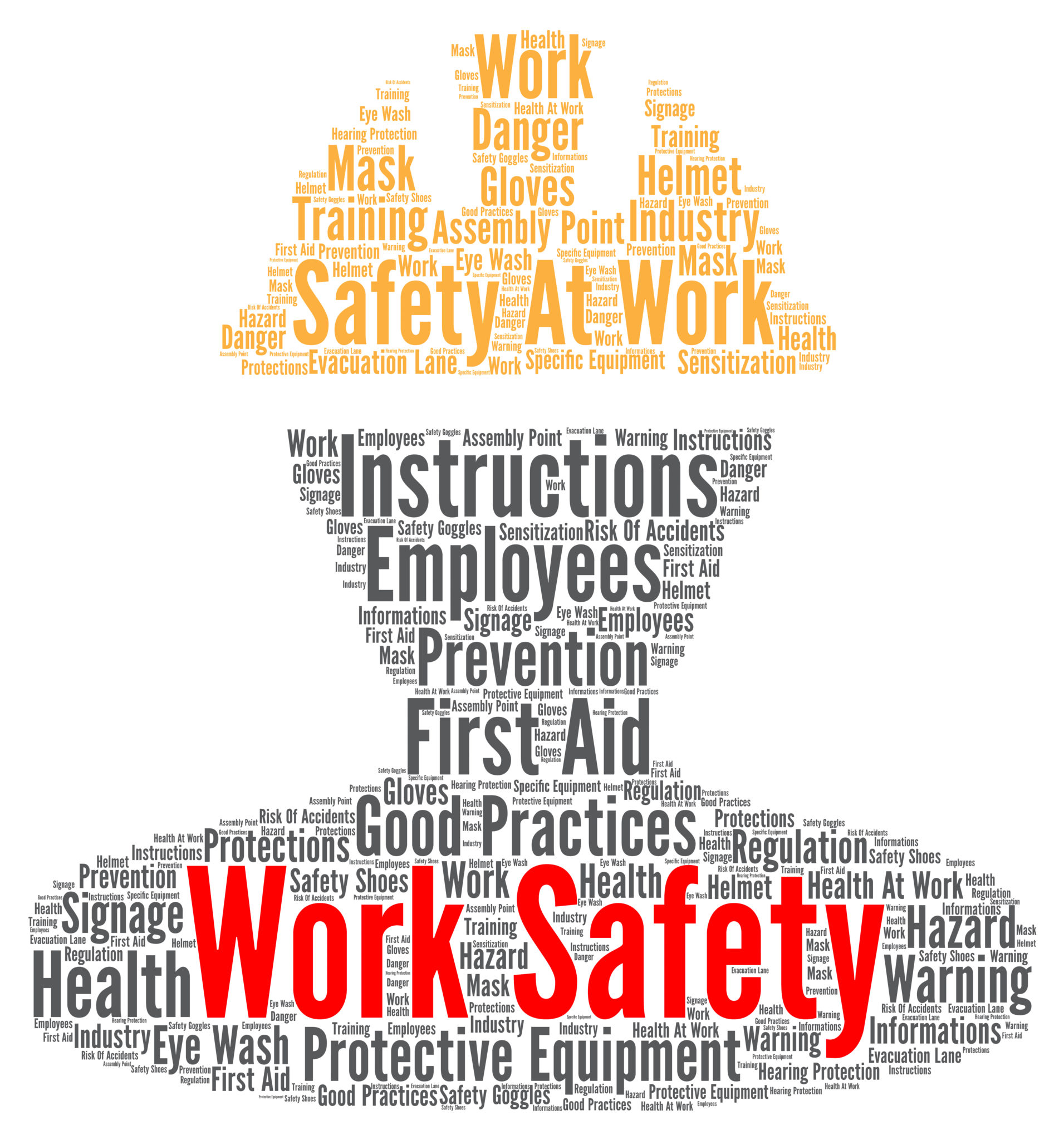 Work safety word cloud concept